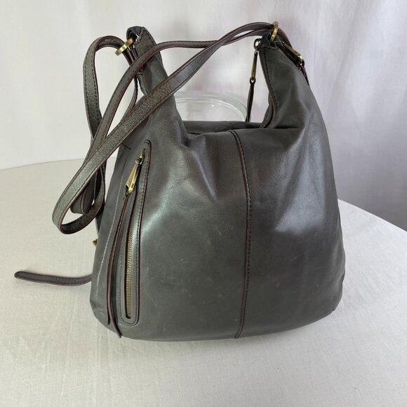 HOBO Merrin Convertable Purse Backpack Slouchy Shoulder Bag Leather Dark Gray - Picture 1 of 16